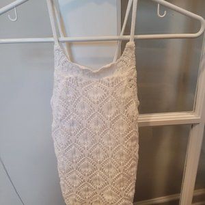 Hollister XS White Crochet Style Halter Tank Top